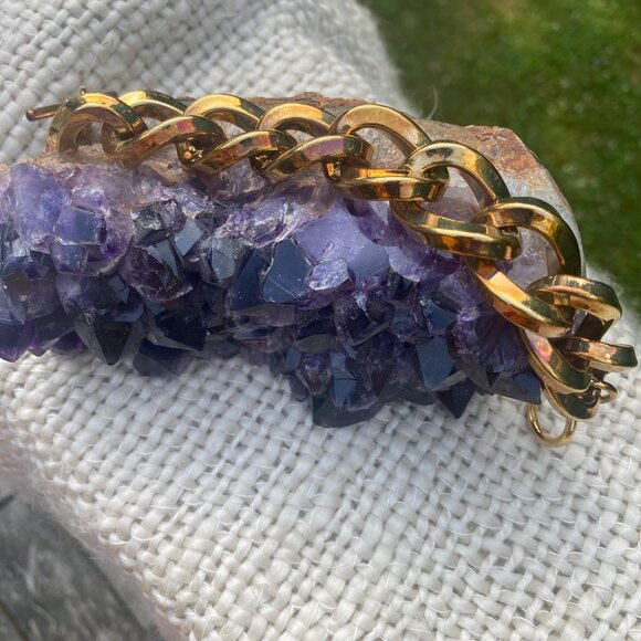 KJL Kenneth Jay Lane Link Chain Bronze Tone Toggle Clasp Bracelet - Picture 2 of 7